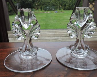 Pair of New Martinsville JANICE Candle Holders