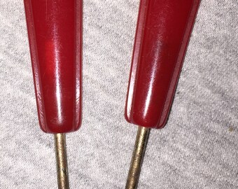 SALE Bakelite Manicure Tools Cherry Red Bakelite Manicure Set, Art Deco Manicure Set, Cuticle and Nail File Tools