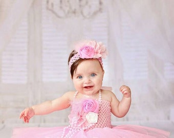 Baby Tutu Dress, Pink Baby Dress, Baby Flower Dress, Flower Girl Dress, First Birthday Dress, Birthday Clothing, Sweetest in Pink Baby Tutu