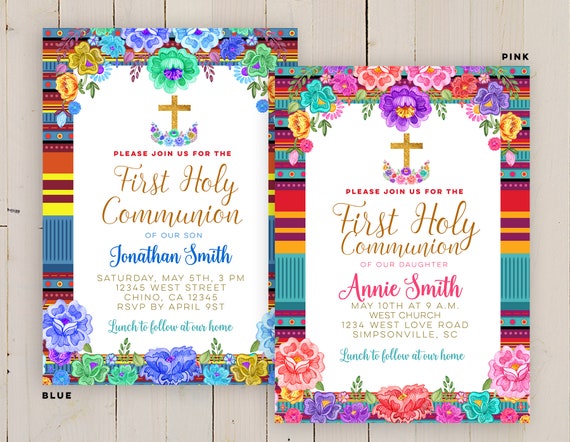 Mexican first communion invitation Baptism Fiesta Invitation