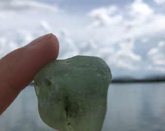 Frosted Green Sea Glass, Melted Sea Glass, Bonfire Sea Glass Shard, Collectible Sea Glass, Surf Tumbled, Authentic Sea Glass, Jewelry Supply