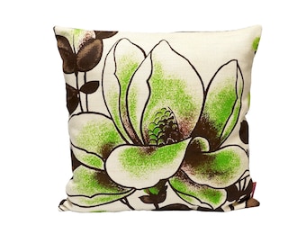 Green Mid Century Throw Pillow, retro cushion cover, toss pillow, accent pillow, couch pillow, Handmade from Vintage Fabric by EllaOsix