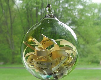 Invitation Announcement Inside Hand Blown Glass Ornament by Jenn Goodale