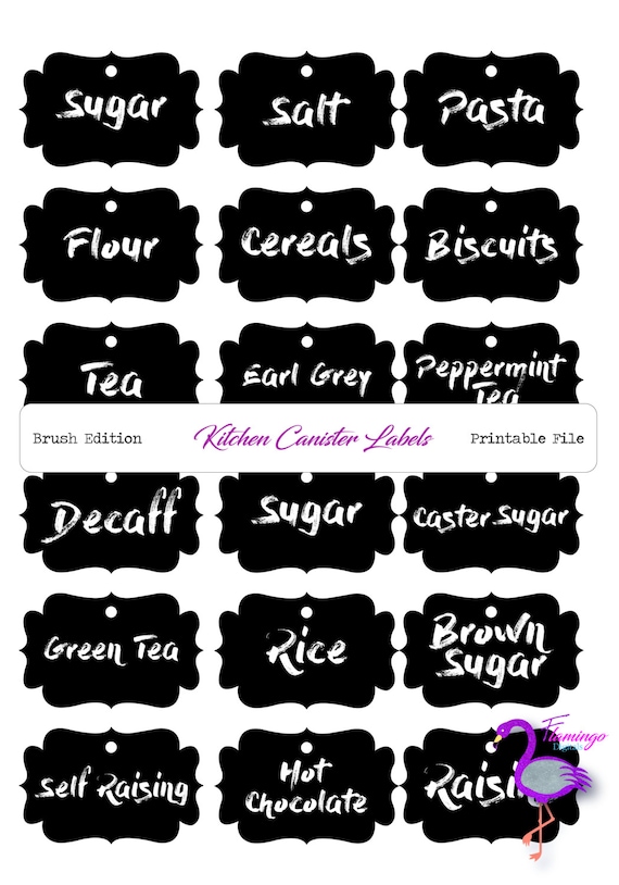Kitchen Labels, Brush font, black & white, Printable, Kitchen Canister, kitchen storage, kitchenware, storage labels, jars, home storage Kitchen Labels, Brush font, black & white, Printable, Kitchen Canister, kitchen storage, kitchenware, storage labels, jars, home storage