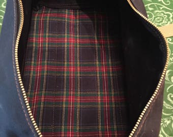 Waxed Canvas Duffle - Navy Cotton Twill - 18 oz - Plaid - Interesting Insides