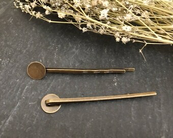 2pcs clips hair clips color bronze 9mm top to paste cabochon
