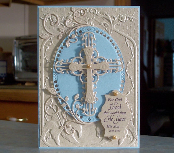 Handmade DieCut Cross Card 5 x 7 John 316