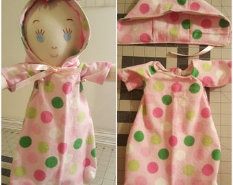 Sleeping sack, baby doll pjs, sleep, pjs, flannel sleep sack