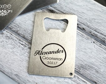 Personalized stainless steel bottle opener, Credit business card beer opener, best man, groomsman gift