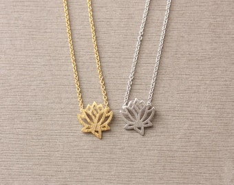 Tiny Lotus Necklace, Small Pendant Necklace, Delicate Jewelry, Simple Jewelry, Girls Necklace, Flower Necklace, Gift for friends