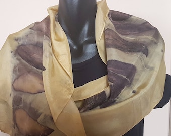 Eco printed silk 8mm habotai scarf