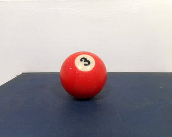 Vintage # 3 Billiard Ball, Pool Ball Red Number Three