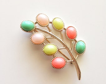 Vintage Japanese Pastel Leaf Brooch