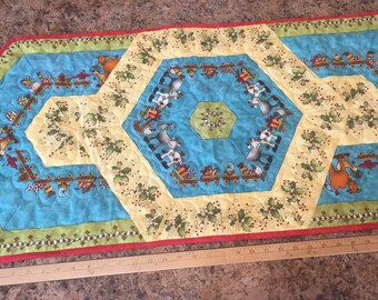 Modern Christmas Table Runner Nativity Themed