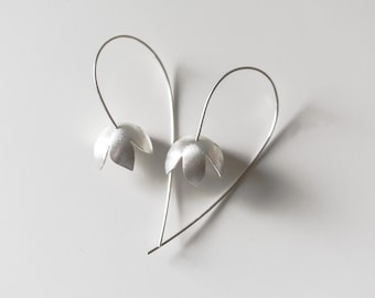 Flower Earrings, Bell Flower Earrings, Sterling Silver Flowers, Nature Jewelry, Wedding, Bride and Bridesmaid,