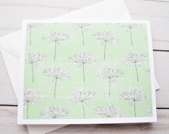 Dandelion Note Cards // Set of 6 // Blank Cards // Mint Green // Pastel Stationery // Nature Stationery