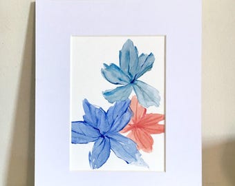 Abstract Original Watercolor, Watercolor Painting, Abstract Flower, Floral Artwork, small painting, wall art, flower watercolor