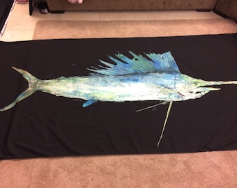 Original SailFish Gyotaku Fish Rubbing By Alex Dragoni