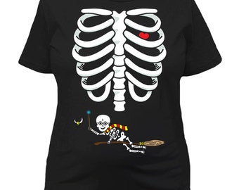 pregnancy skeleton shirt halloween t shirt expecting