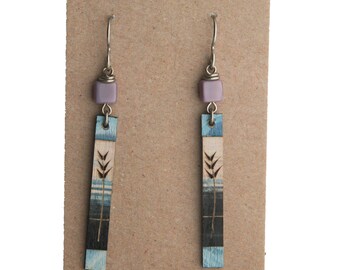 Birch Wood Earrings / Hand Painted / Sustainable Wood / Lightweight Earrings / Art Jewelry / Acrylic Art / Gifts for Her