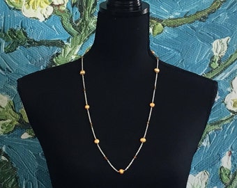 Long silver fresh-water pearl Necklace / sterling silver