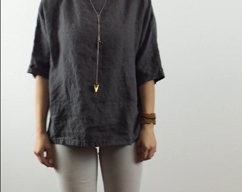 1/2 Sleeve Linen Top / Tunic / Shirt