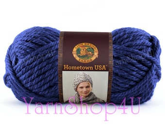 FORT WORTH Blue, Blue Hometown USA by Lionbrand, Super Bulky Blue Yarn, Bulky Blue yarn, Thick Blue yarn, 5 oz acrylic yarn, Made in usa