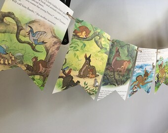 BAMBI vintage DISNEY book page banner bunting garland decoration