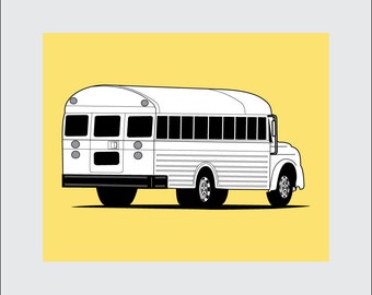School Bus Art Print, 8x10 PRINTABLE, Instant Download, Digital