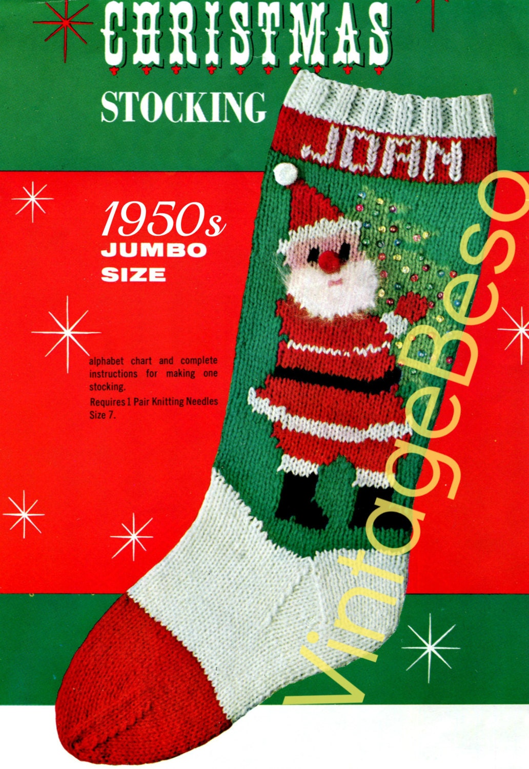 Classic Christmas Knitting Pattern • STOCKING Pattern ...