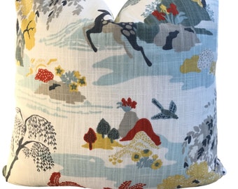 Modern Toile Persimmon Pillow Cover Robert Allen Pillow Cover Dwell Studio ONE PILLOW COVER