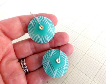 Disk earrings "Jade details" by Marie Segal 2016, new lightweight design and comfort