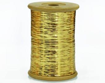1 Roll, Flat Metallic Badla Thread in Gold Colour -10,000 meter of thread-EMBMT5516