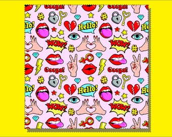 Microfiber cloth-WOW! HELLO! OOOPS! / Glasses cleaning / Eye Glasses cleaning / Iphone cleaning