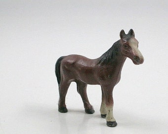 Vintage Miniature Painted Cast Iron Horse Figurine