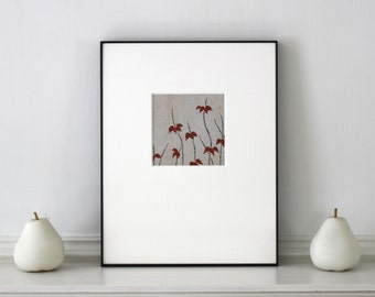 Vintage Botanical Textile Design Woodblock Print Framed 11 x 14 inches Tokyo