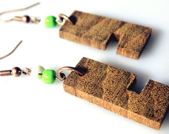 Wooden Earrings From Iroko Wood / handmade / wood boho earrings
