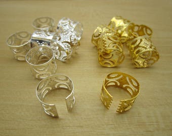 20-100pcs Large Hole gold and silver dreadlock Beads dread tube hair braid adjustable cuff clip 10.5mm hole