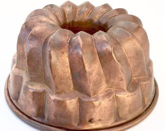 Vintage Copper Mold, Antique Copper Tin Mold, Vintage Copper Jello Mold, Vintage Copper Cake Mold, Antique Jello Molds, Antique Cake Mold