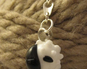Sheep Stitch Marker with clasp - ( Lampwork )
