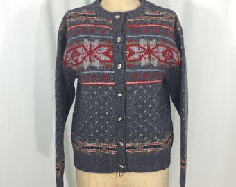 vintage 1980's snowflake sweater / Orvis / wool / nordic norwegian icelandic / women's vintage sweater / tag size small