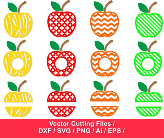 Apple Monogram Frames SVG Cut Files / Apples SVG / svg dxf