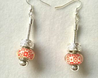 Stud Earrings red and white