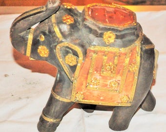 elephant carved exotic wood