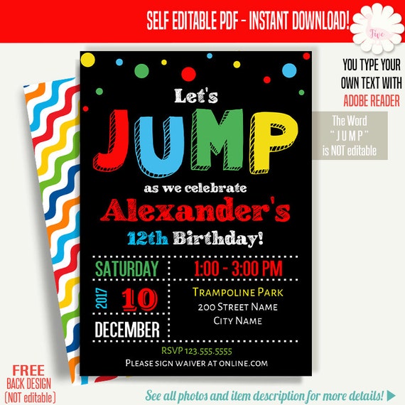 Jump Party Invitation Template 6