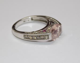 Morganite and Champagne Diamond Ring in Sterling Silver