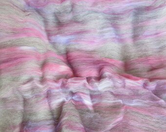 2.4 oz. Alpaca Handcrafted Carded Batt - All Natural Grey Alpaca Blended w/Hand Dyed Merino Top