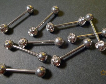 Stem has 25 mm silver metal and rhinestone balls