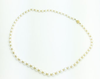 14k Yellow Gold and Cultured Pearl Necklace 18 Inches