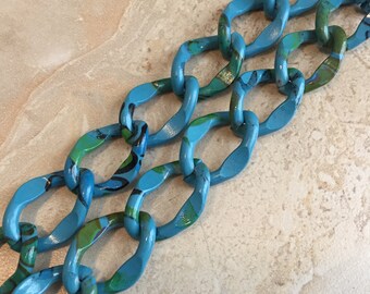 Destash Aluminum Chain - Colorful Aluminum Chain - Chunky Chain - Turquoise Blue Chain - 24 Inches